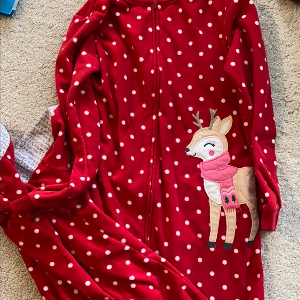 Carter’s Reindeer and Dots Red Footed Onesie